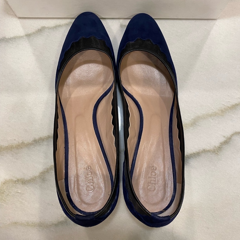 Chloe Heels size 40 Navy Suede Black Mesh - Picture 5 of 16